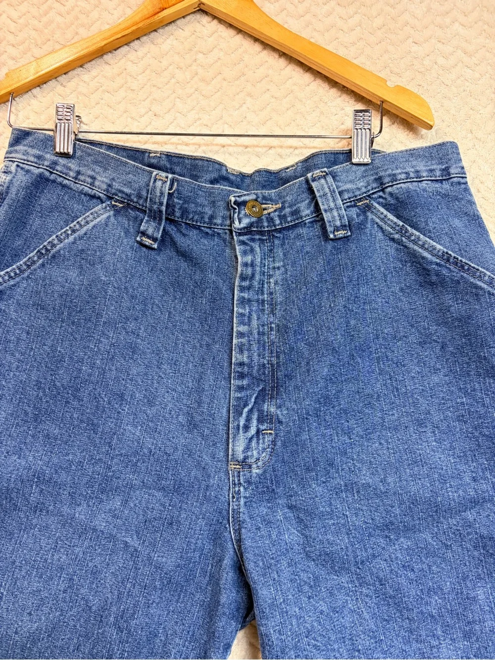 Vintage Mens 34 Wrangler Originals Denim Carpenter Shorts Utility Y2K Jorts